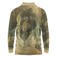 Personalized Afro Haiti Le Saut Long Sleeve Polo Shirt Ayiti Waterfall Vintage Grunge Style - Wonder Print Shop