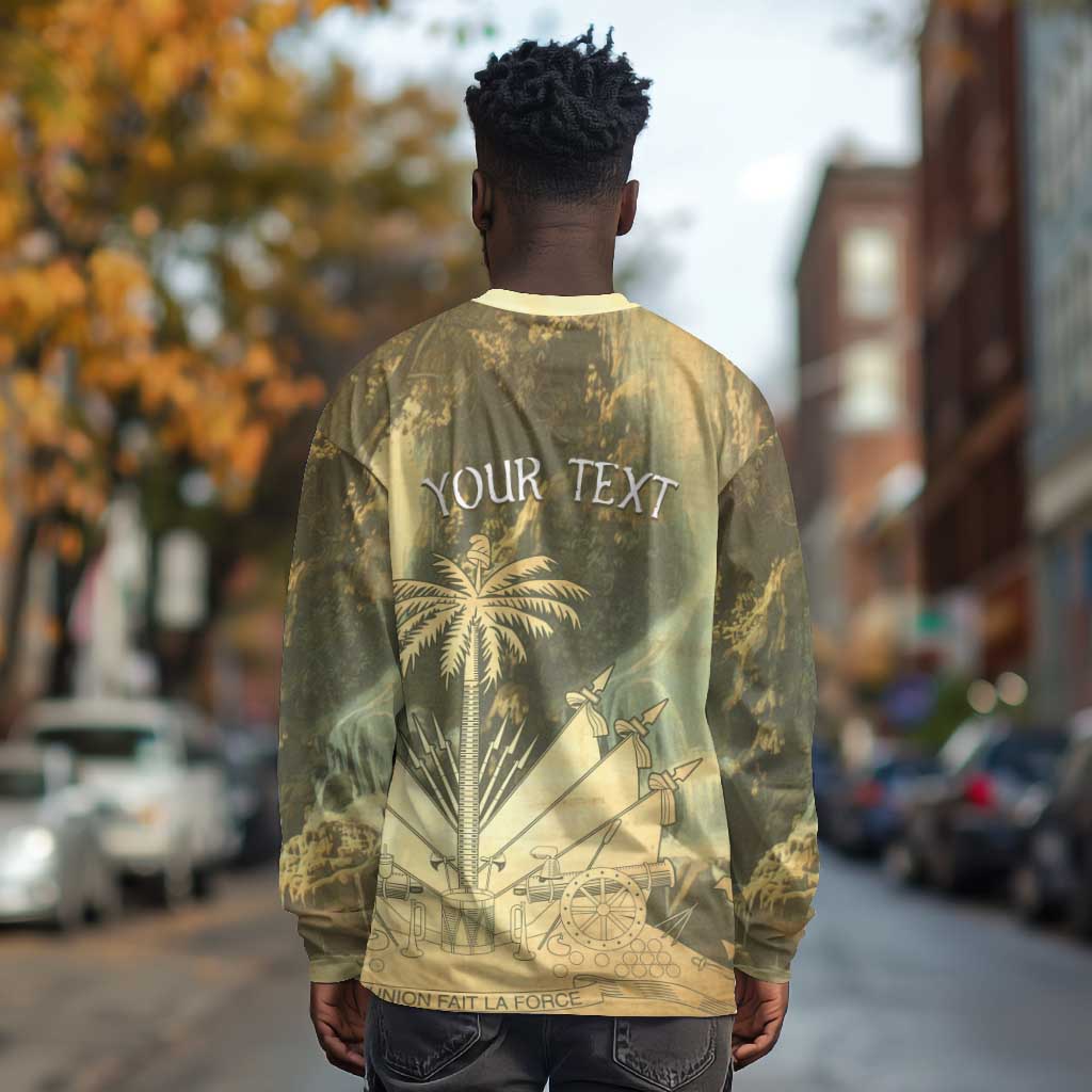 Personalized Afro Haiti Le Saut Long Sleeve Shirt Ayiti Waterfall Vintage Grunge Style - Wonder Print Shop