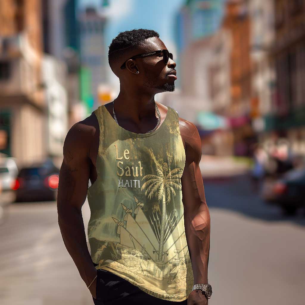 Personalized Afro Haiti Le Saut Men Tank Top Ayiti Waterfall Vintage Grunge Style - Wonder Print Shop
