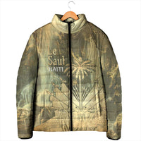 Personalized Afro Haiti Le Saut Padded Jacket Ayiti Waterfall Vintage Grunge Style - Wonder Print Shop