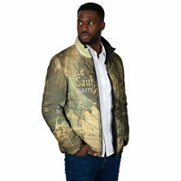 Personalized Afro Haiti Le Saut Padded Jacket Ayiti Waterfall Vintage Grunge Style - Wonder Print Shop