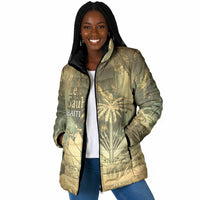 Personalized Afro Haiti Le Saut Padded Jacket Ayiti Waterfall Vintage Grunge Style - Wonder Print Shop