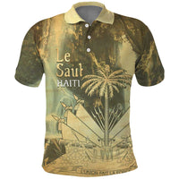 Personalized Afro Haiti Le Saut Polo Shirt Ayiti Waterfall Vintage Grunge Style - Wonder Print Shop