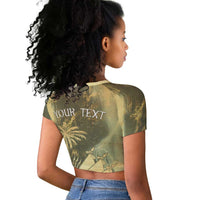 Personalized Afro Haiti Le Saut Raglan Cropped T shirt Ayiti Waterfall Vintage Grunge Style - Wonder Print Shop