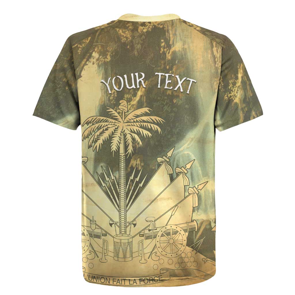 Personalized Afro Haiti Le Saut Rugby Jersey Ayiti Waterfall Vintage Grunge Style - Wonder Print Shop