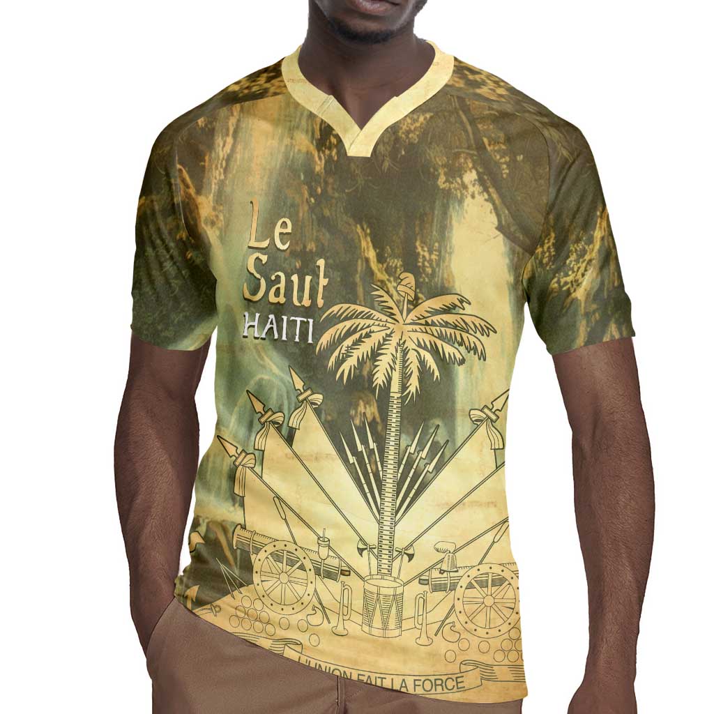 Personalized Afro Haiti Le Saut Rugby Jersey Ayiti Waterfall Vintage Grunge Style - Wonder Print Shop