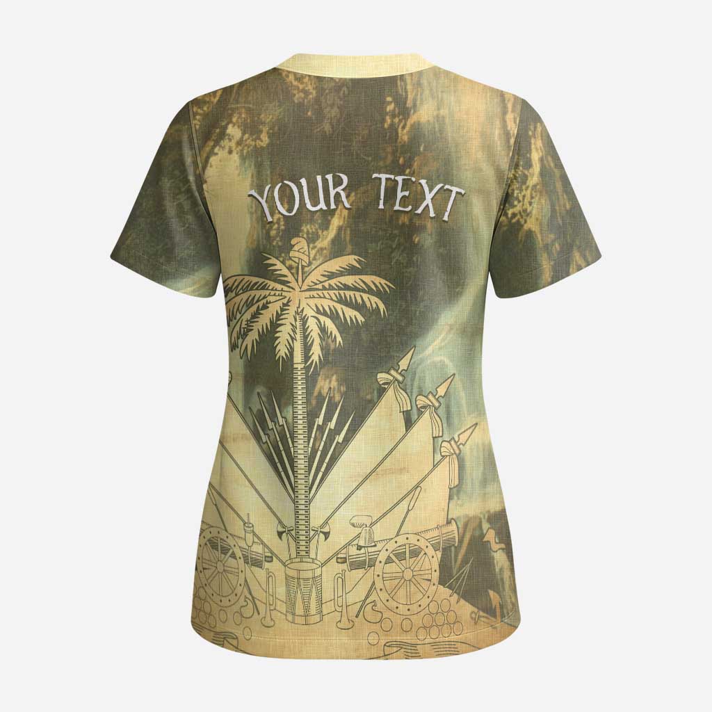 Personalized Afro Haiti Le Saut Scrub Top Ayiti Waterfall Vintage Grunge Style - Wonder Print Shop