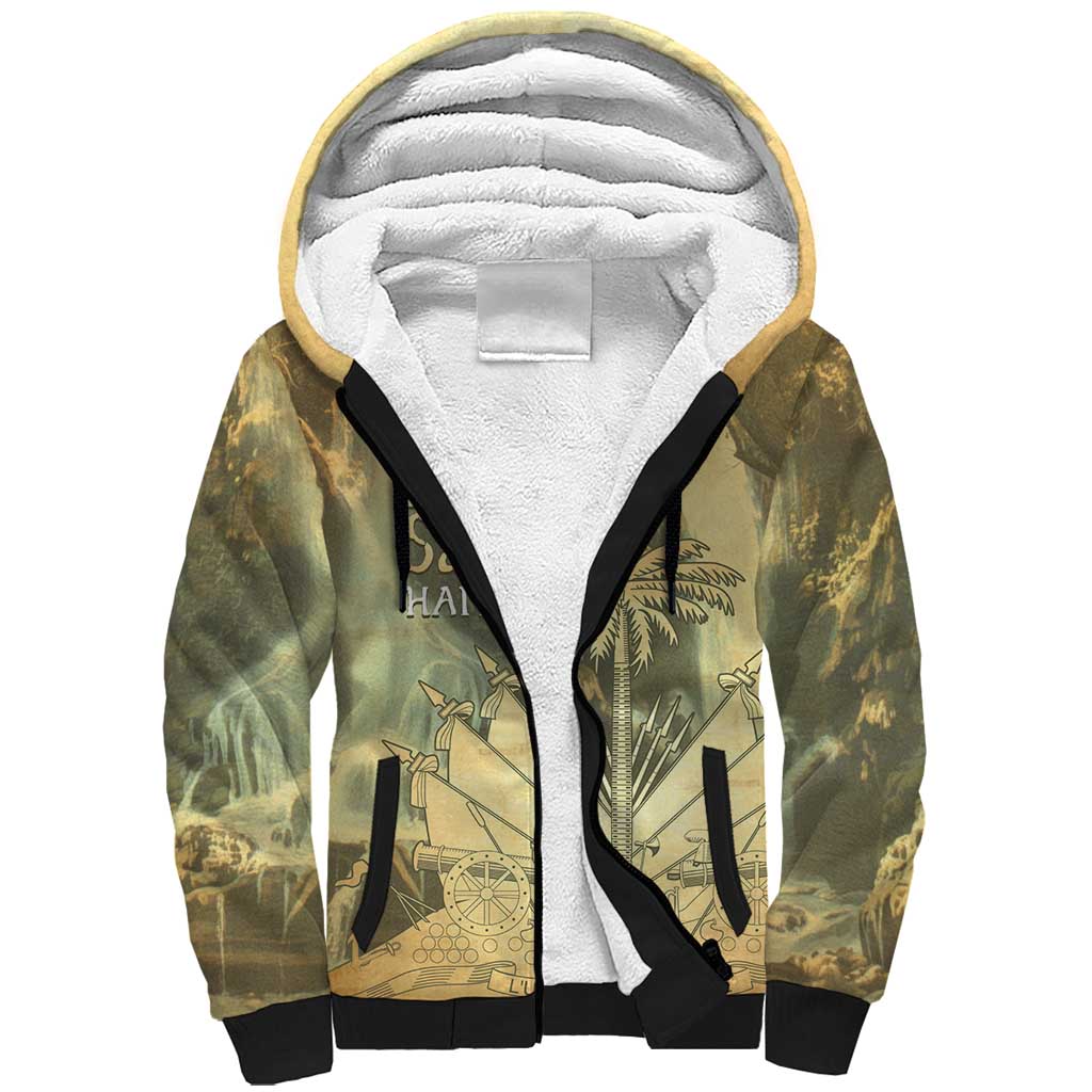 Personalized Afro Haiti Le Saut Sherpa Hoodie Ayiti Waterfall Vintage Grunge Style - Wonder Print Shop