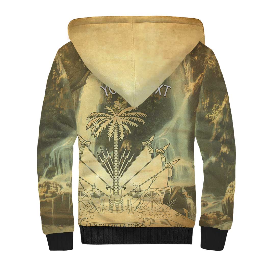 Personalized Afro Haiti Le Saut Sherpa Hoodie Ayiti Waterfall Vintage Grunge Style - Wonder Print Shop