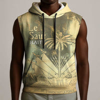 Personalized Afro Haiti Le Saut Sleeveless Hoodie Ayiti Waterfall Vintage Grunge Style - Wonder Print Shop