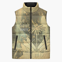 Personalized Afro Haiti Le Saut Sleeveless Puffer Jacket Ayiti Waterfall Vintage Grunge Style - Wonder Print Shop