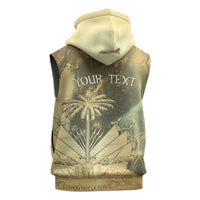 Personalized Afro Haiti Le Saut Sleeveless Zip Hoodie Ayiti Waterfall Vintage Grunge Style - Wonder Print Shop