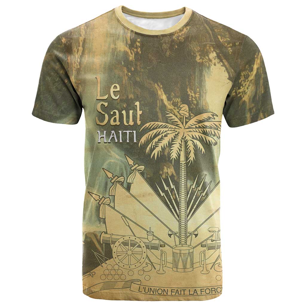 Personalized Afro Haiti Le Saut T shirt Ayiti Waterfall Vintage Grunge Style - Wonder Print Shop