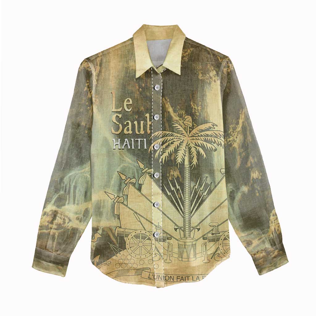 Personalized Afro Haiti Le Saut Women Casual Shirt Ayiti Waterfall Vintage Grunge Style - Wonder Print Shop