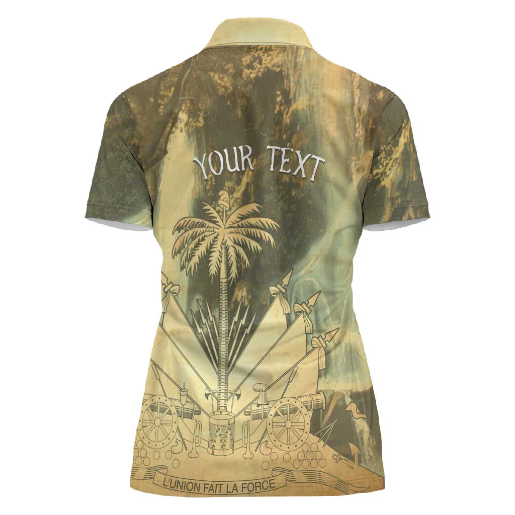 Personalized Afro Haiti Le Saut Women Polo Shirt Ayiti Waterfall Vintage Grunge Style - Wonder Print Shop