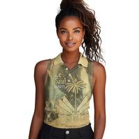 Personalized Afro Haiti Le Saut Women Sleeveless Polo Shirt Ayiti Waterfall Vintage Grunge Style - Wonder Print Shop