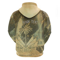 Personalized Afro Haiti Le Saut Zip Hoodie Ayiti Waterfall Vintage Grunge Style - Wonder Print Shop