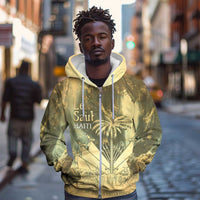 Personalized Afro Haiti Le Saut Zip Hoodie Ayiti Waterfall Vintage Grunge Style - Wonder Print Shop