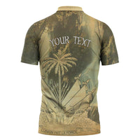 Personalized Afro Haiti Le Saut Zipper Polo Shirt Ayiti Waterfall Vintage Grunge Style - Wonder Print Shop