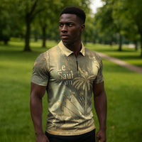 Personalized Afro Haiti Le Saut Zipper Polo Shirt Ayiti Waterfall Vintage Grunge Style - Wonder Print Shop