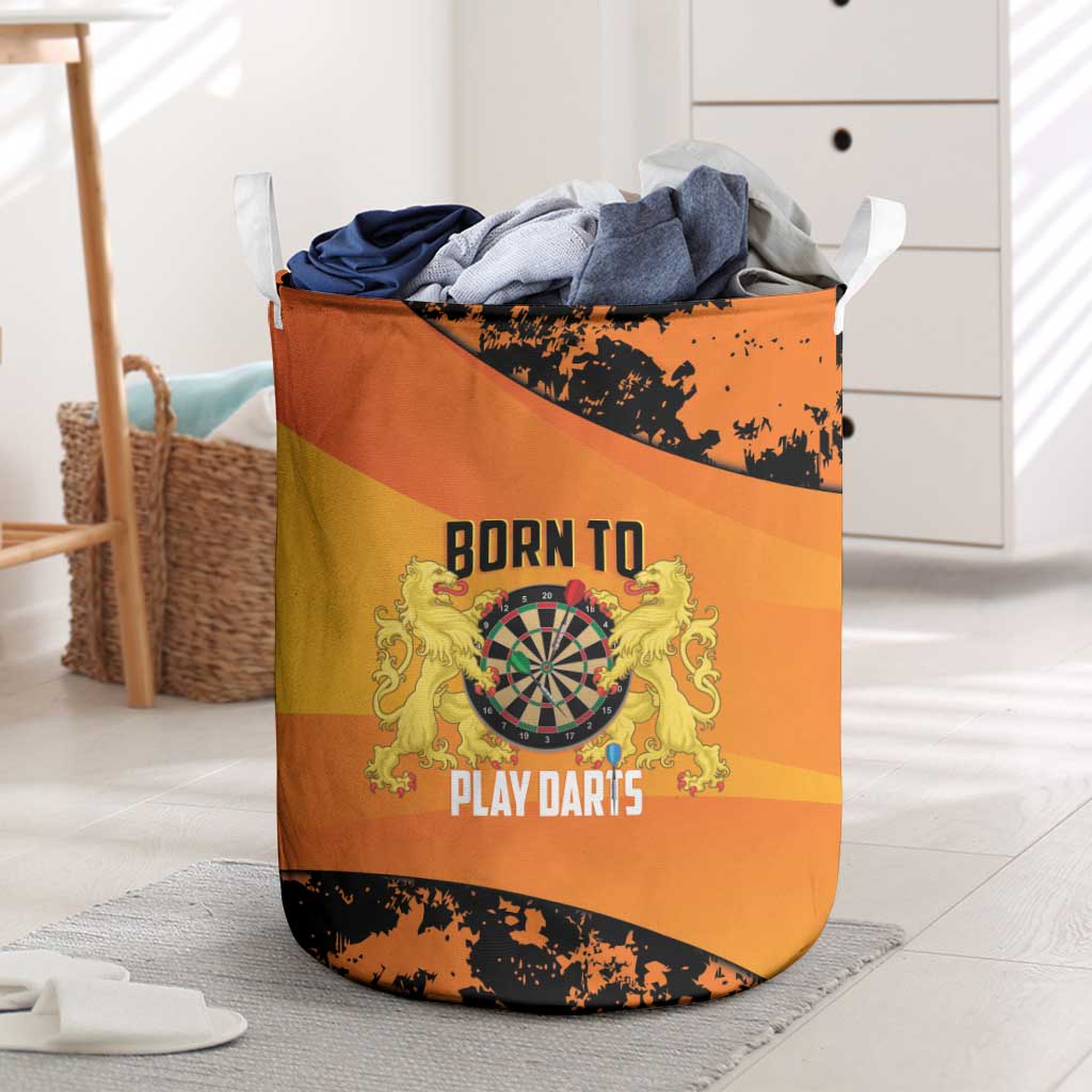 Netherlands Darts Laundry Basket Born To Play Darts Grunge Style - Wonder Print Shop