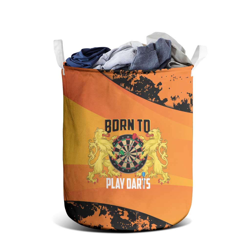 Netherlands Darts Laundry Basket Born To Play Darts Grunge Style - Wonder Print Shop