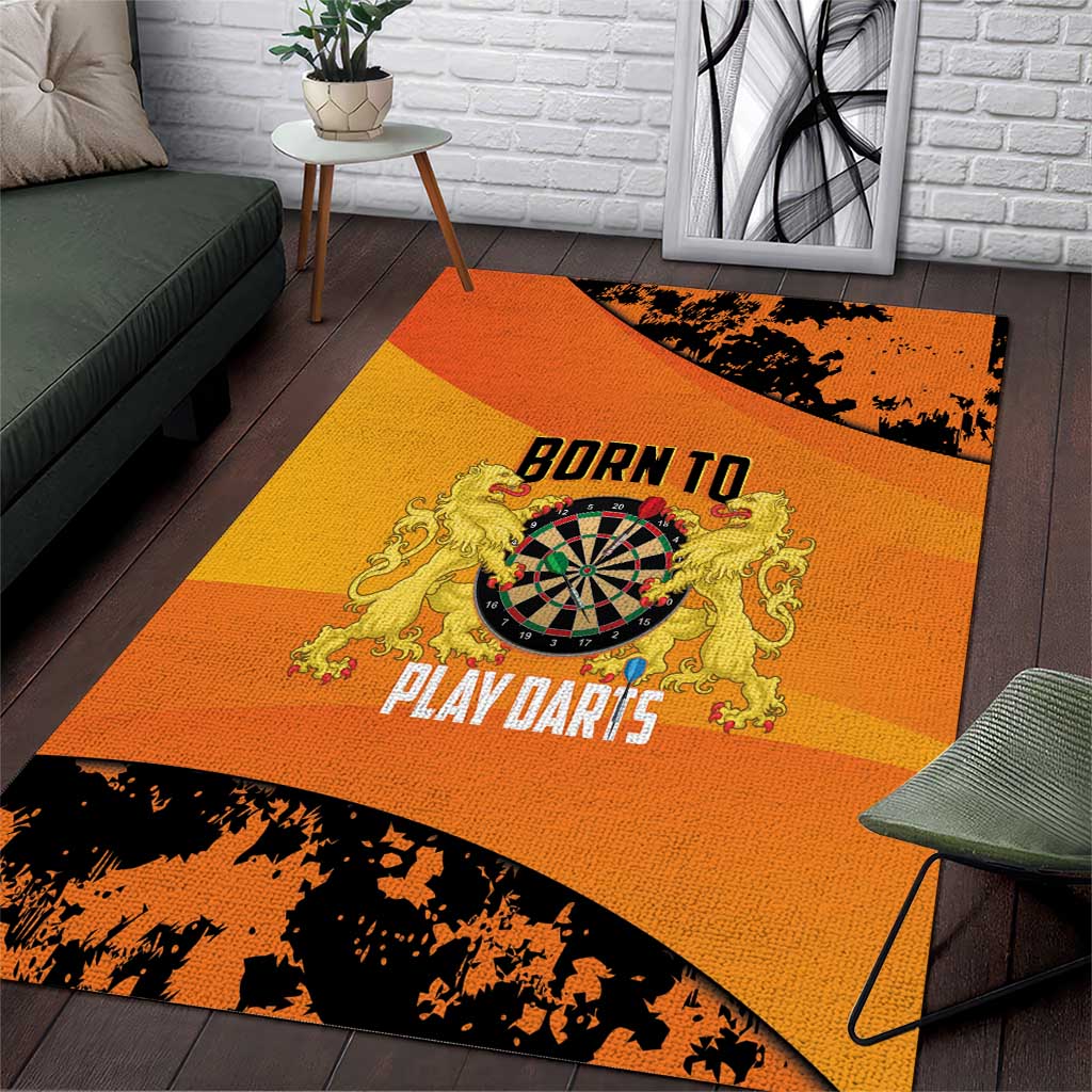 Netherlands Darts Area Rug Born To Play Darts Grunge Style - Wonder Print Shop