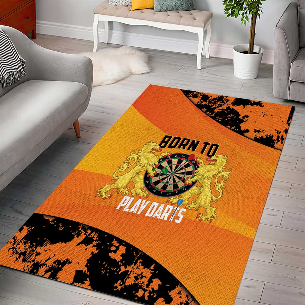 Netherlands Darts Area Rug Born To Play Darts Grunge Style - Wonder Print Shop