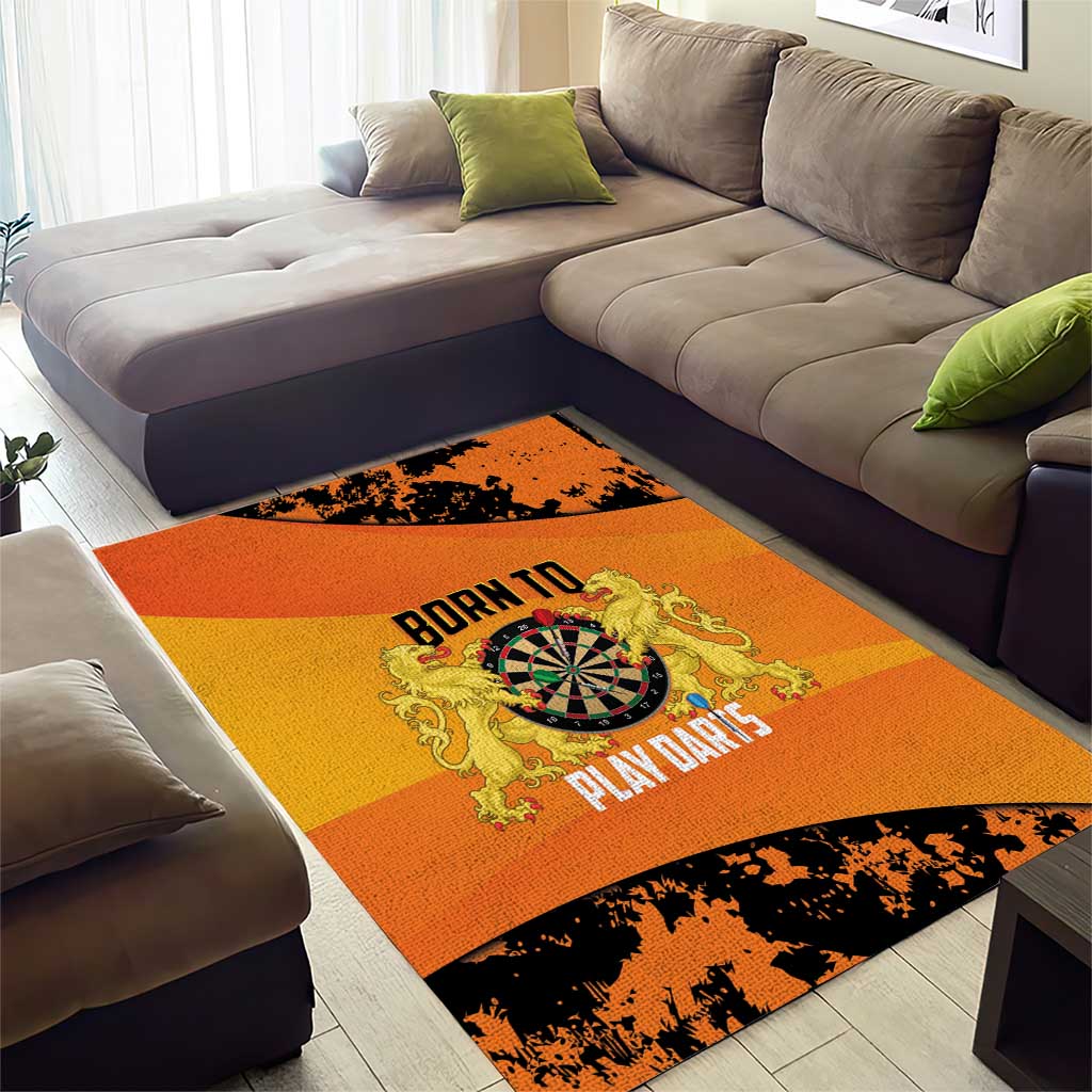 Netherlands Darts Area Rug Born To Play Darts Grunge Style - Wonder Print Shop