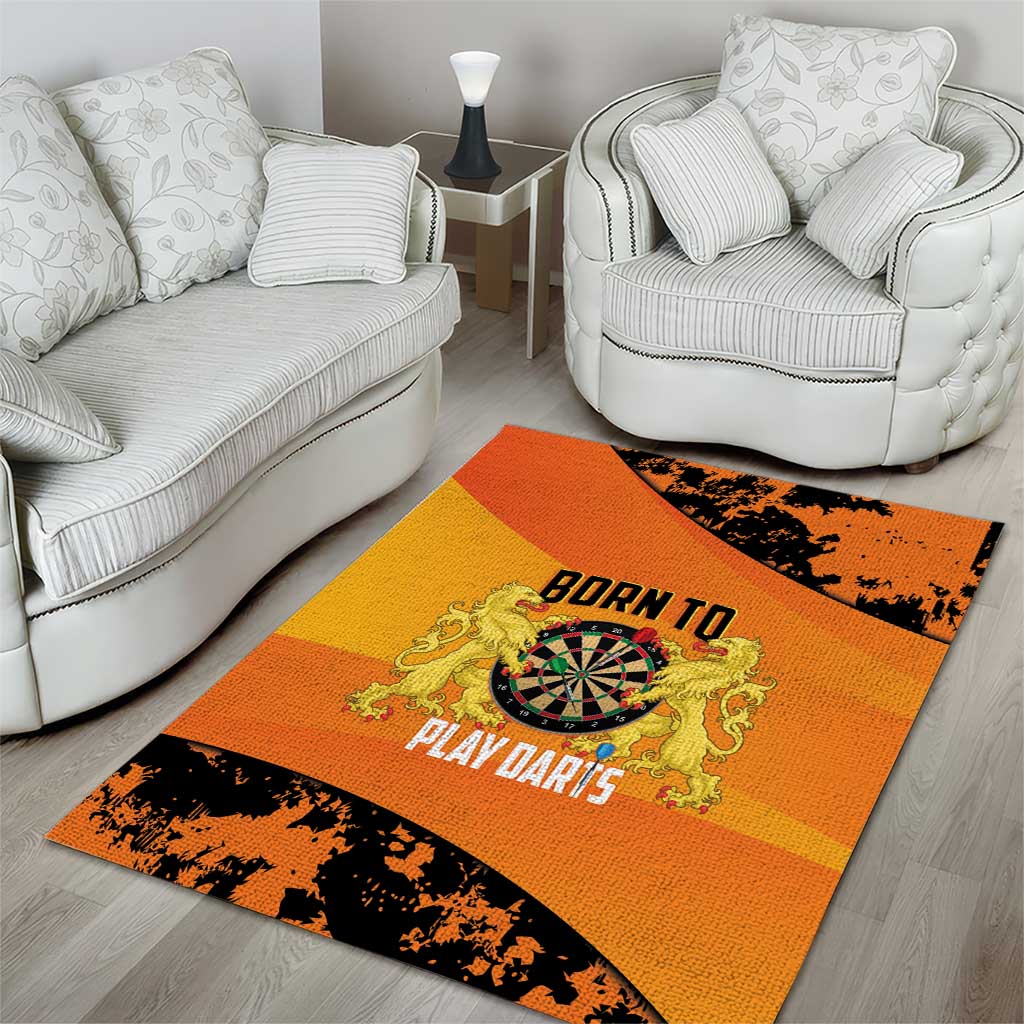 Netherlands Darts Area Rug Born To Play Darts Grunge Style - Wonder Print Shop