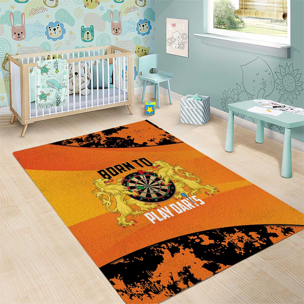Netherlands Darts Area Rug Born To Play Darts Grunge Style - Wonder Print Shop