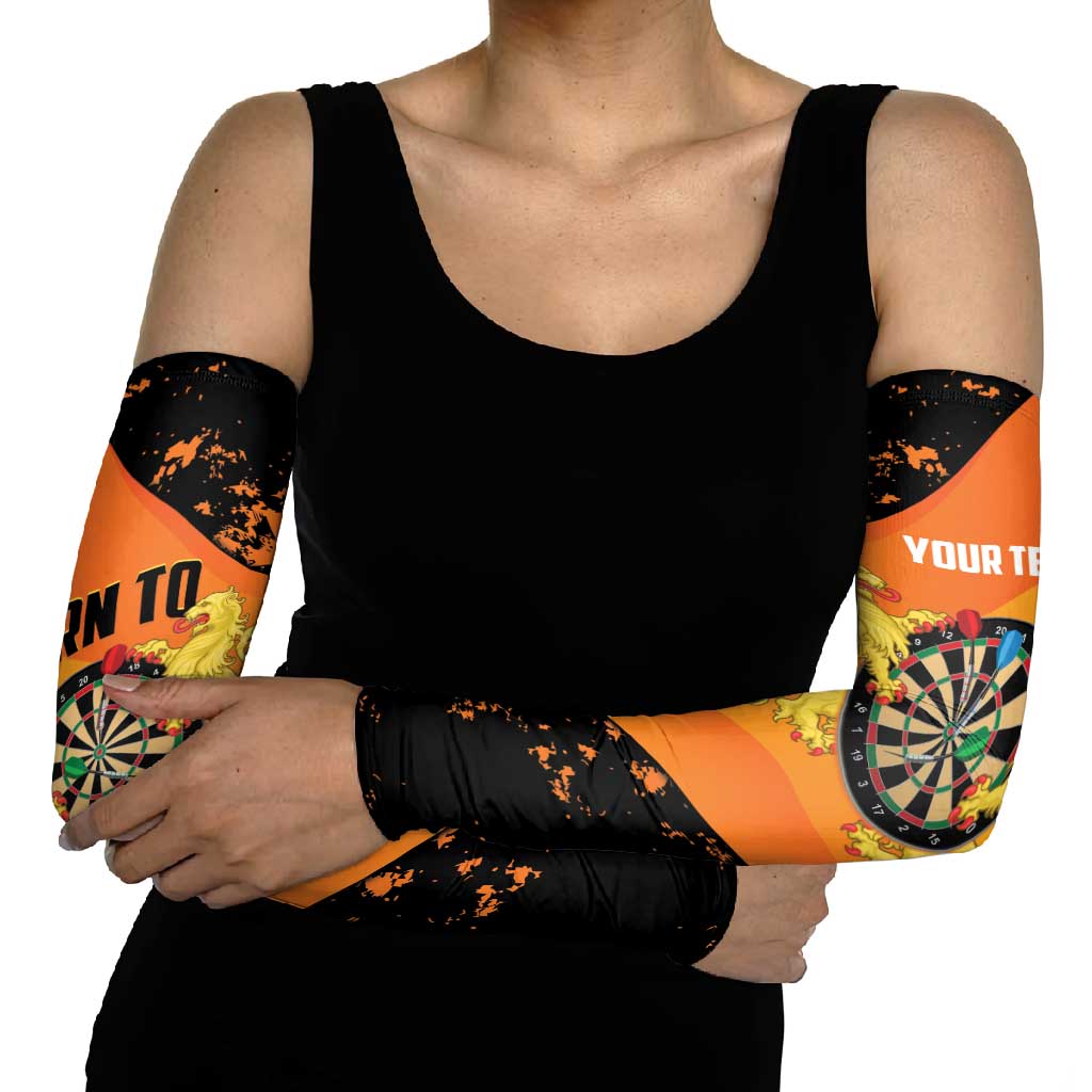 Personalised Netherlands Darts Arm Sleeves Born To Play Darts Grunge Style - Wonder Print Shop