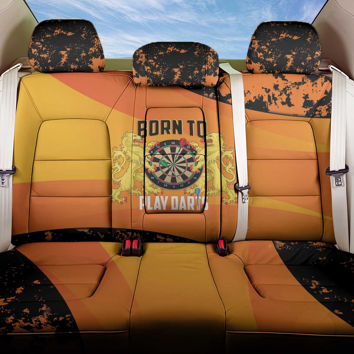 Netherlands Darts Back Car Seat Cover Born To Play Darts Grunge Style - Wonder Print Shop