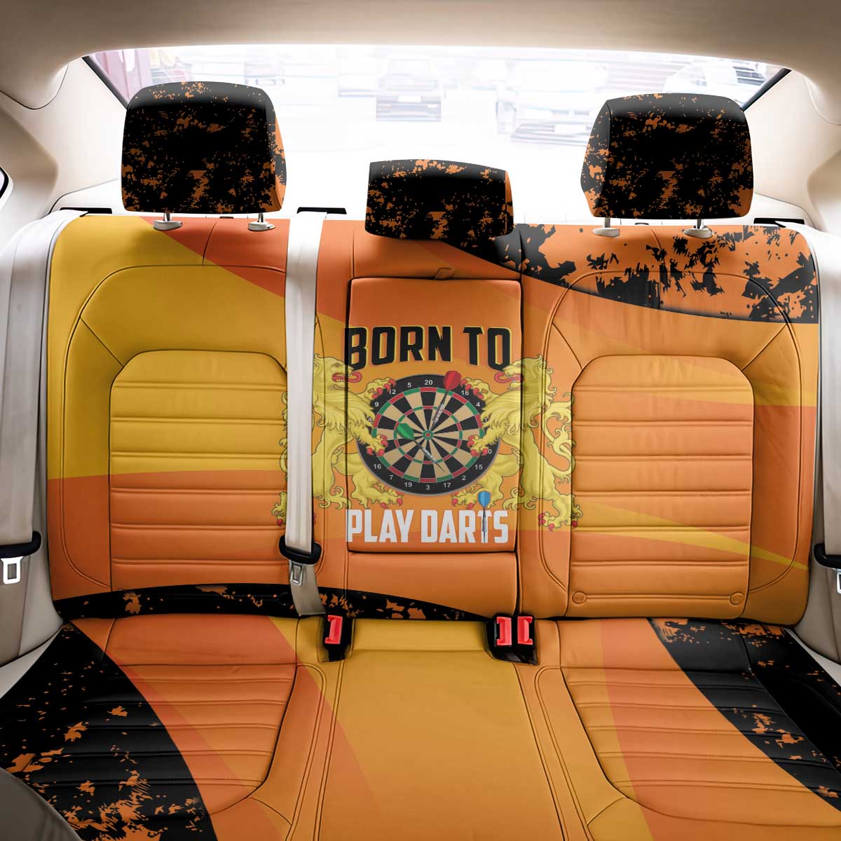 Netherlands Darts Back Car Seat Cover Born To Play Darts Grunge Style - Wonder Print Shop