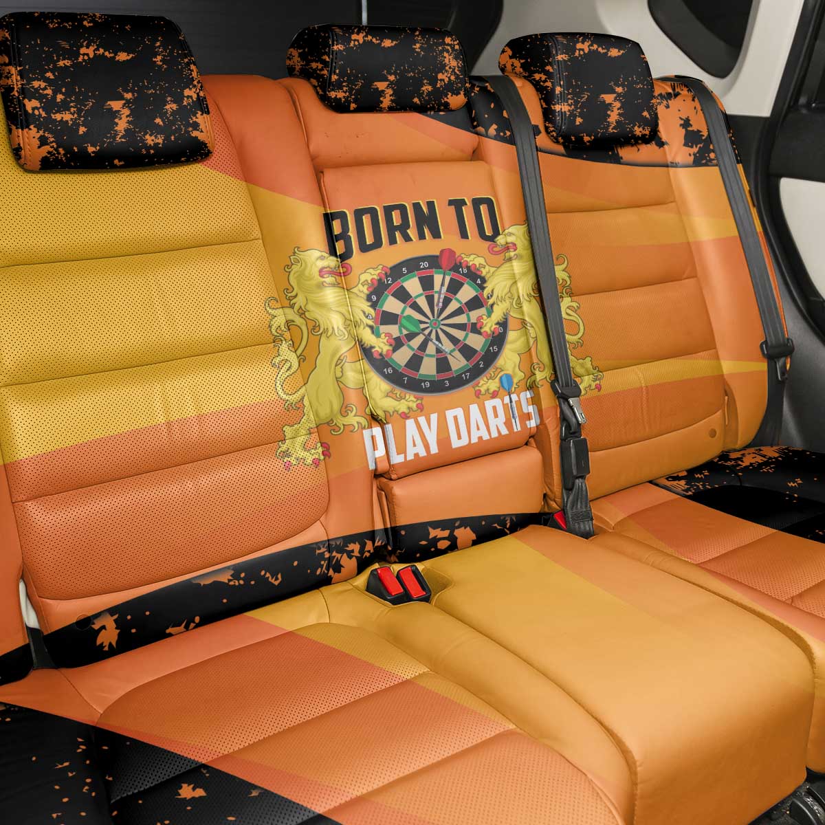 Netherlands Darts Back Car Seat Cover Born To Play Darts Grunge Style - Wonder Print Shop