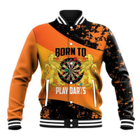 Personalised Netherlands Darts Baseball Jacket Born To Play Darts Grunge Style - Wonder Print Shop