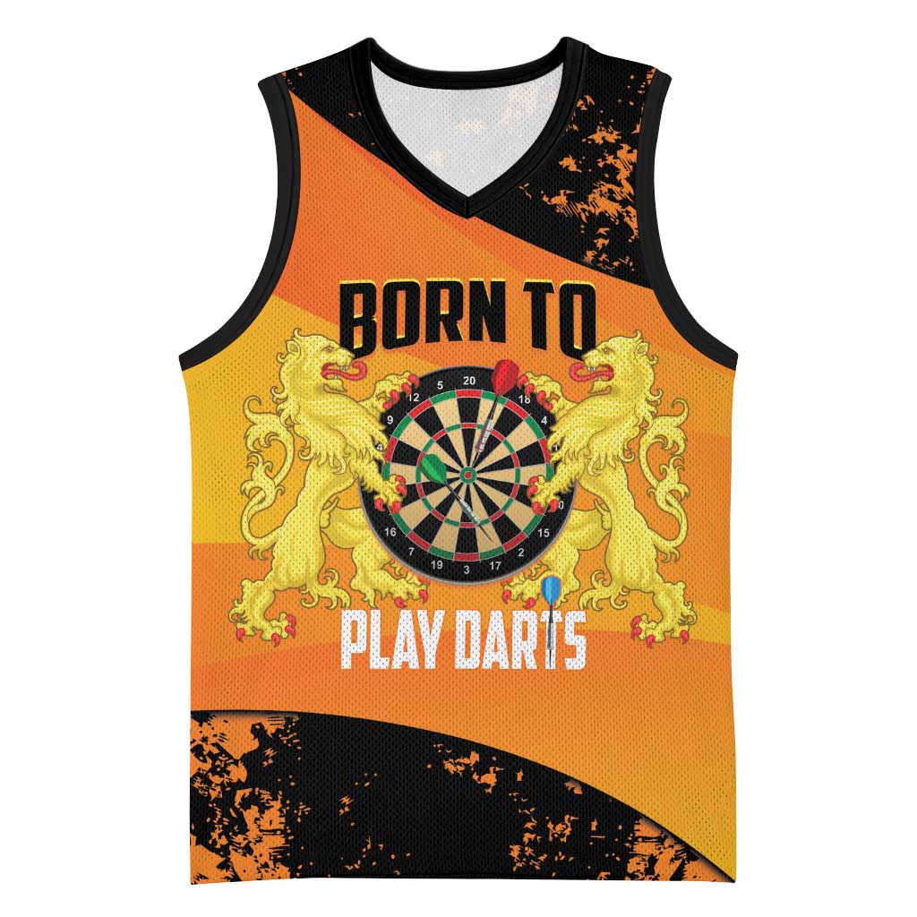 Personalised Netherlands Darts Basketball Jersey Born To Play Darts Grunge Style - Wonder Print Shop