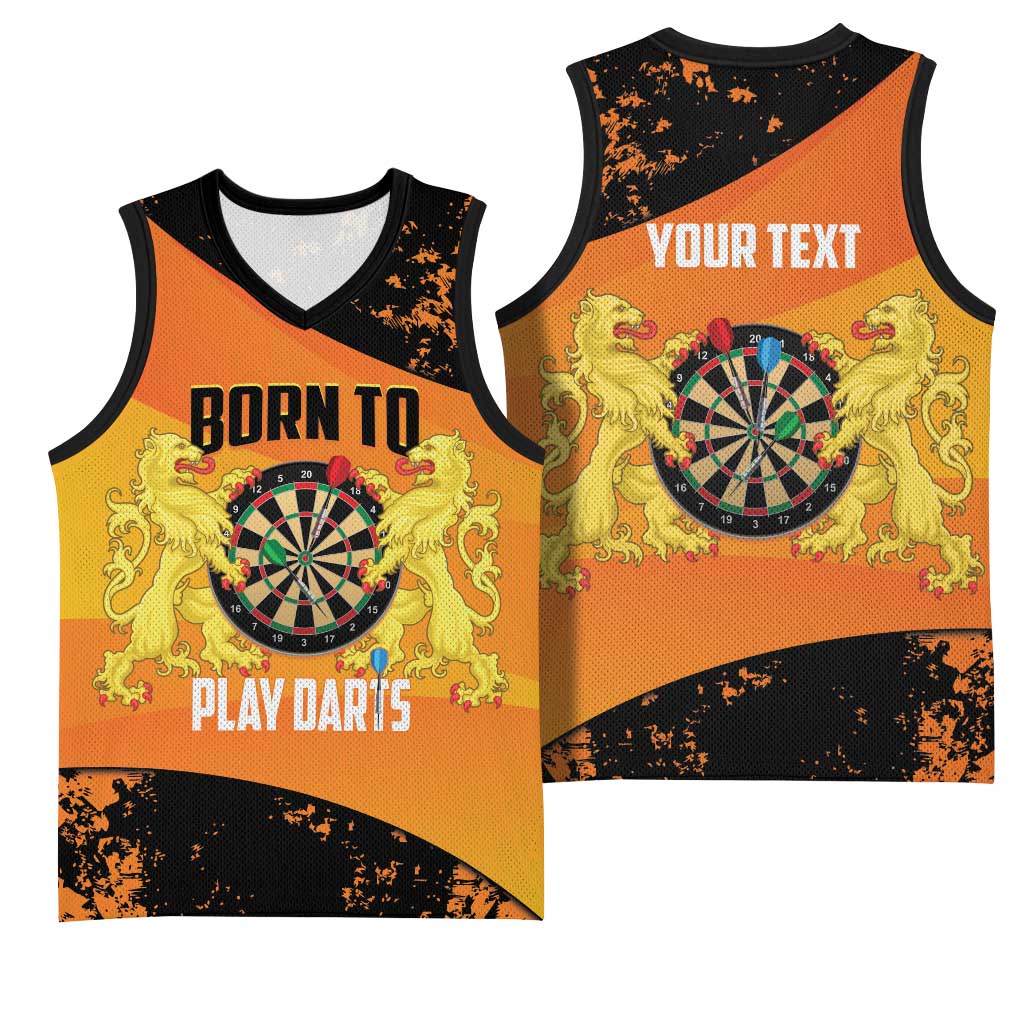 Personalised Netherlands Darts Basketball Jersey Born To Play Darts Grunge Style - Wonder Print Shop