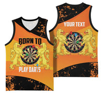 Personalised Netherlands Darts Basketball Jersey Born To Play Darts Grunge Style - Wonder Print Shop