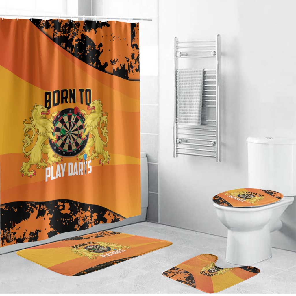 Netherlands Darts Bathroom Set Born To Play Darts Grunge Style - Wonder Print Shop