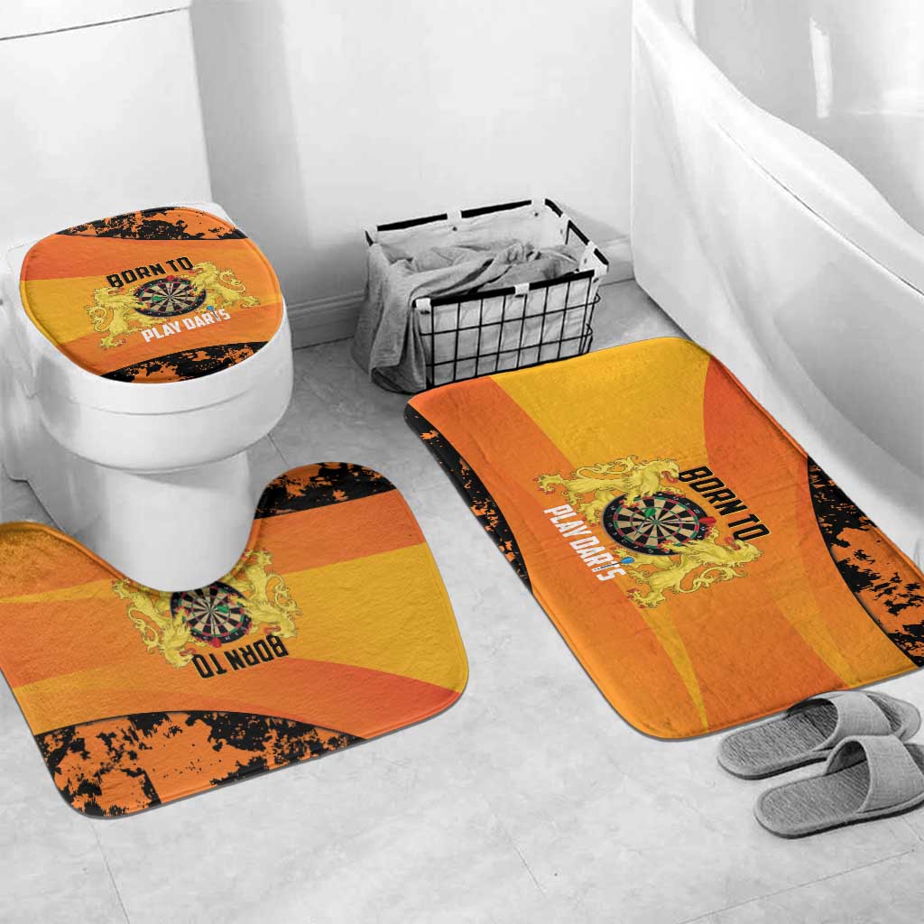 Netherlands Darts Bathroom Set Born To Play Darts Grunge Style - Wonder Print Shop