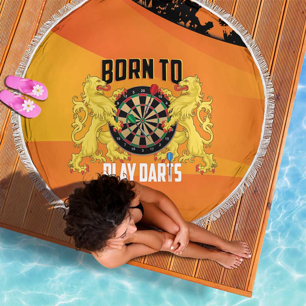 Netherlands Darts Beach Blanket Born To Play Darts Grunge Style - Wonder Print Shop