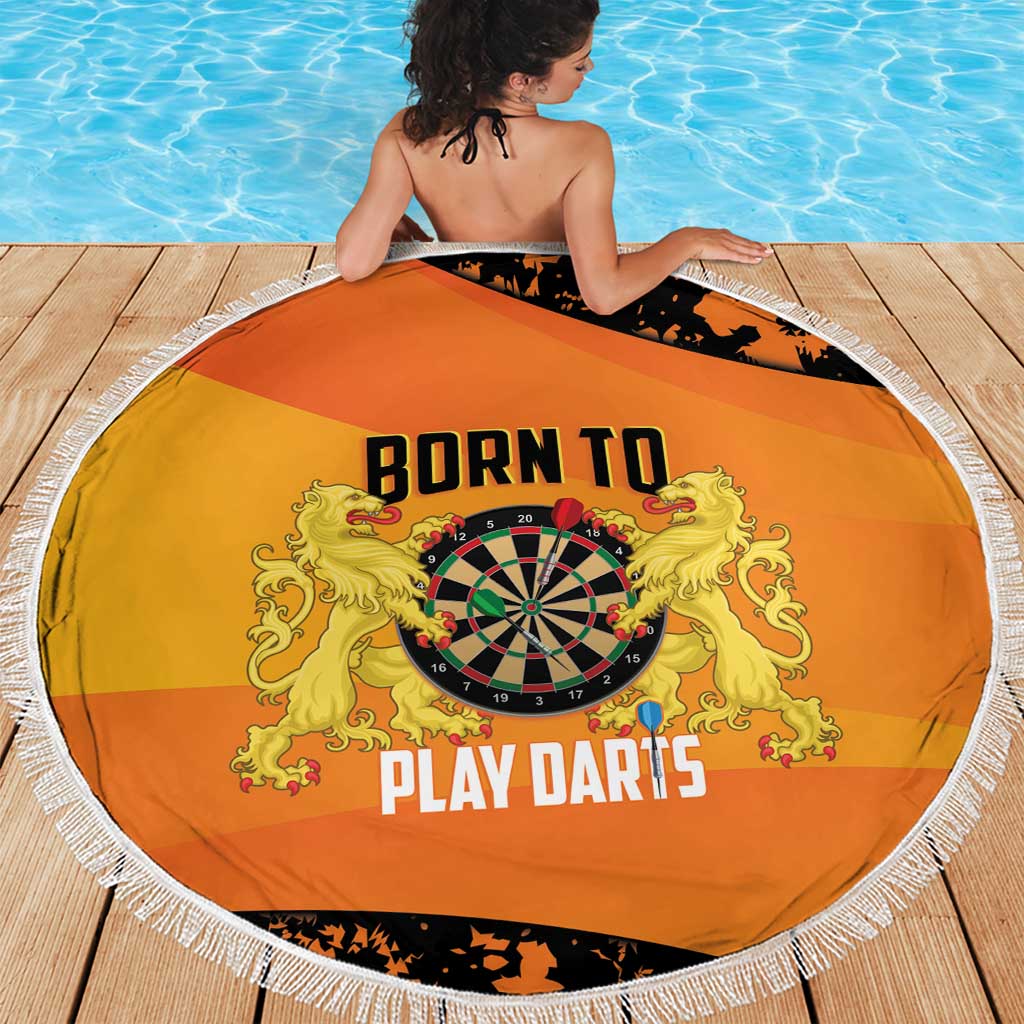 Netherlands Darts Beach Blanket Born To Play Darts Grunge Style - Wonder Print Shop