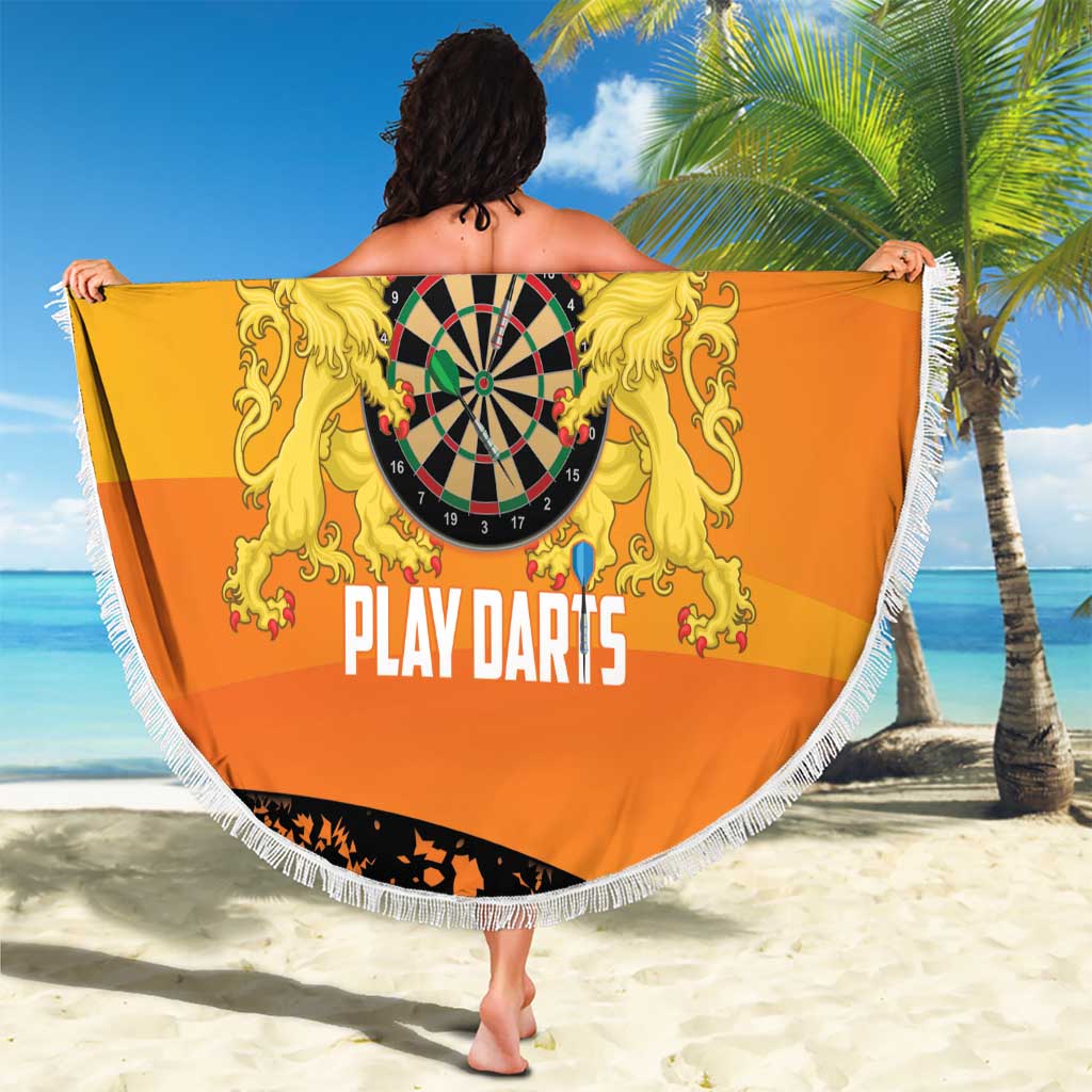 Netherlands Darts Beach Blanket Born To Play Darts Grunge Style - Wonder Print Shop