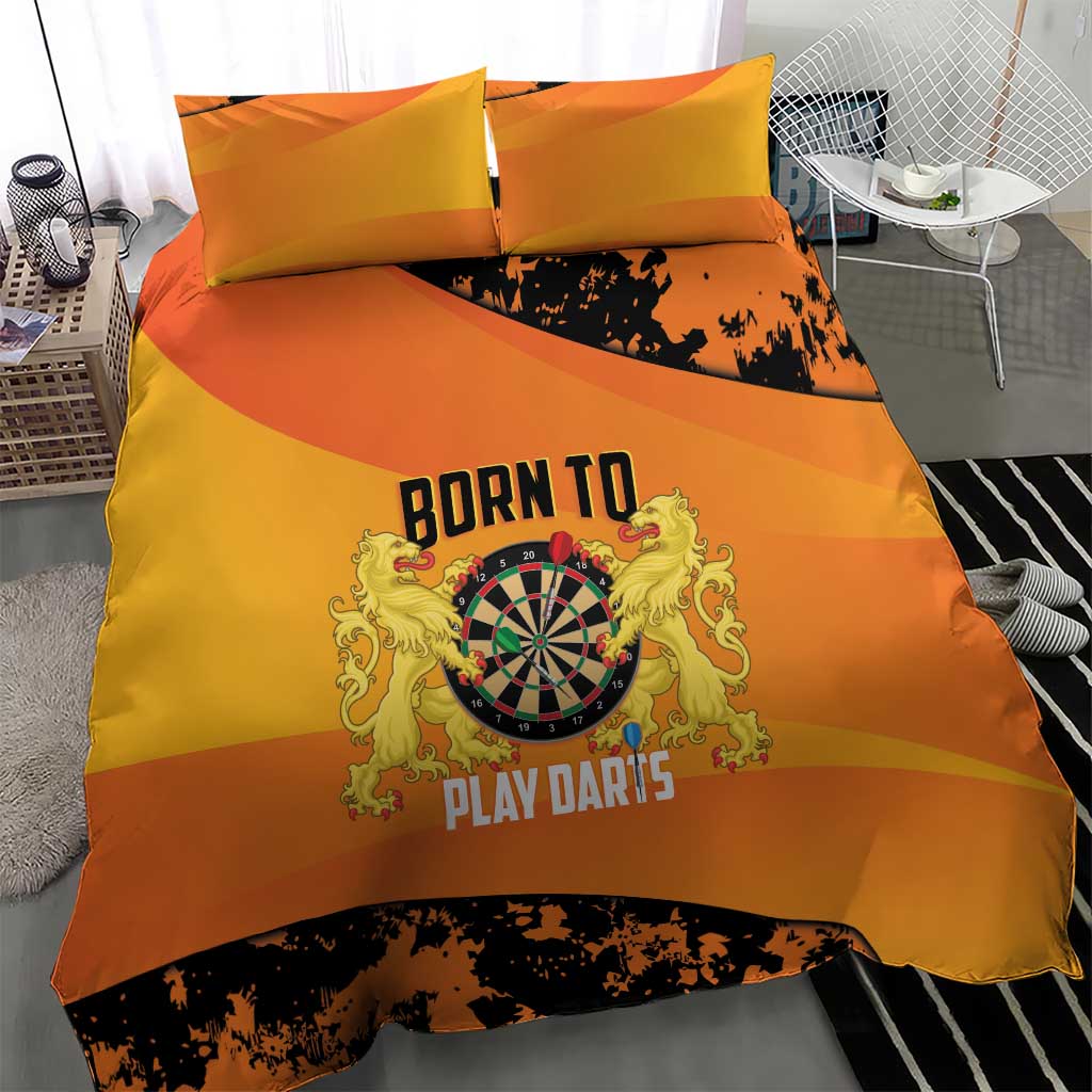 Netherlands Darts Bedding Set Born To Play Darts Grunge Style - Wonder Print Shop