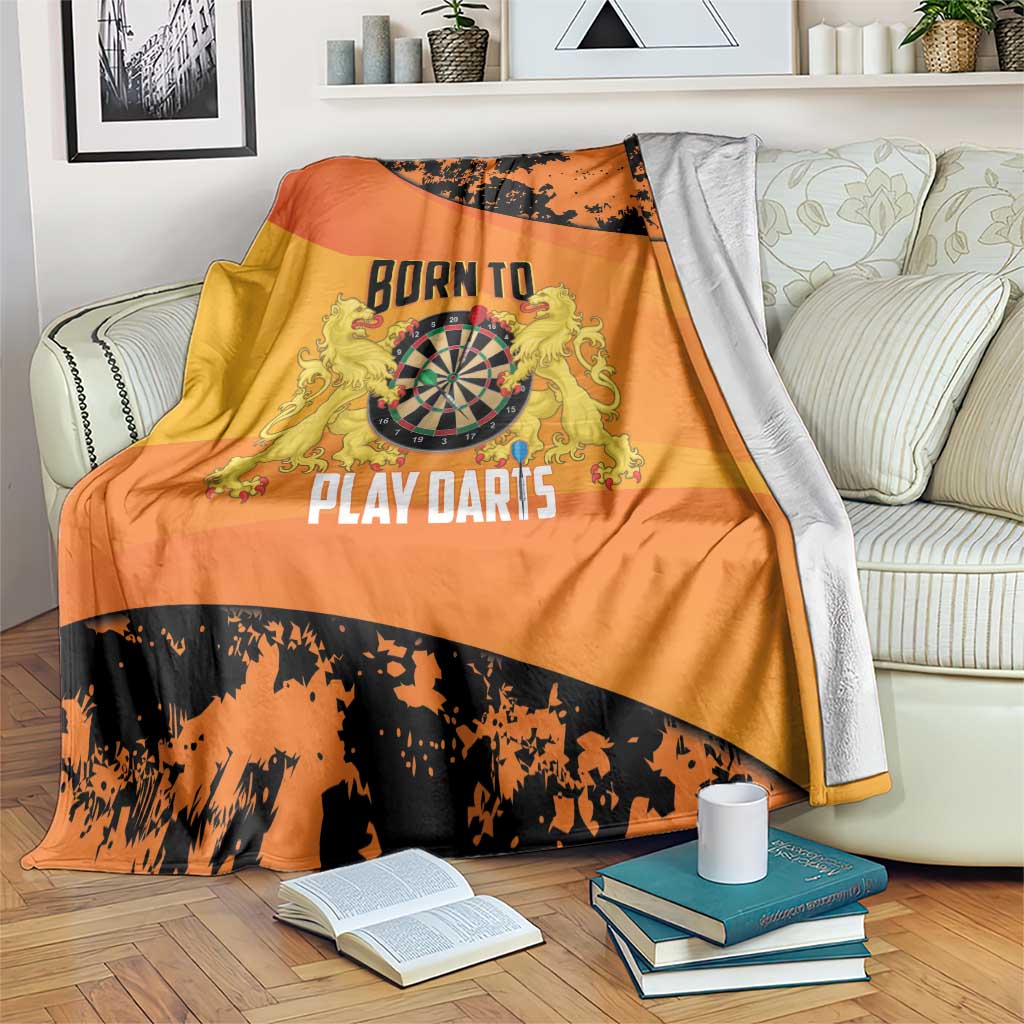 Netherlands Darts Blanket Born To Play Darts Grunge Style - Wonder Print Shop