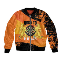 Personalised Netherlands Darts Bomber Jacket Born To Play Darts Grunge Style - Wonder Print Shop