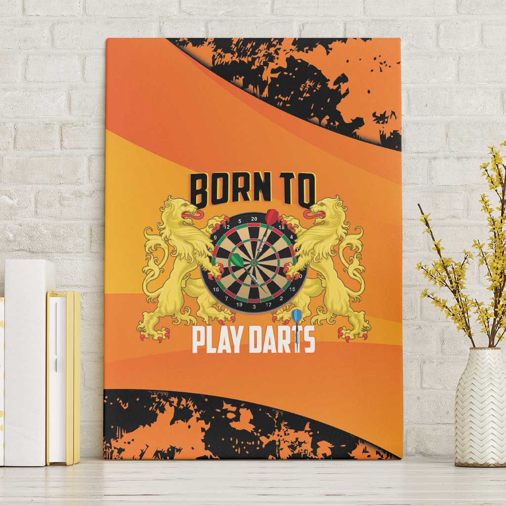 Netherlands Darts Canvas Wall Art Born To Play Darts Grunge Style - Wonder Print Shop
