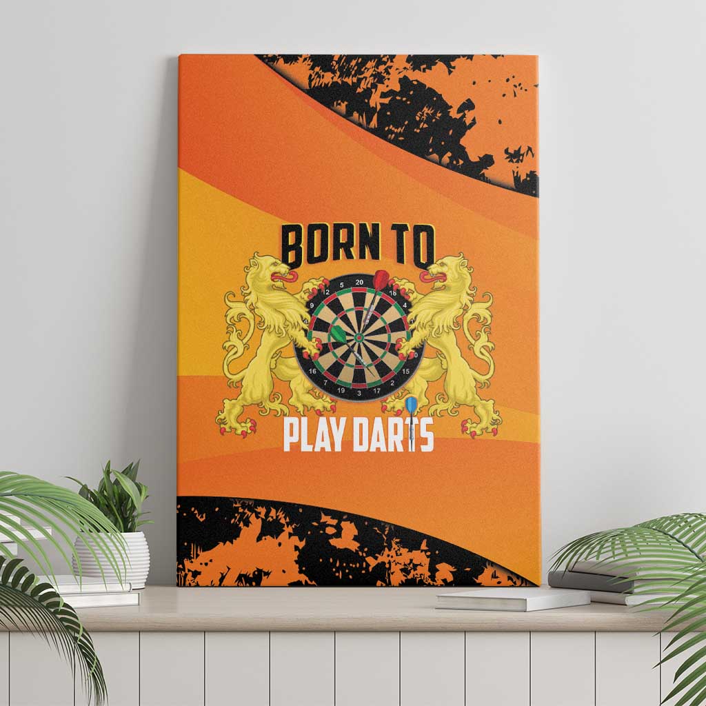 Netherlands Darts Canvas Wall Art Born To Play Darts Grunge Style - Wonder Print Shop