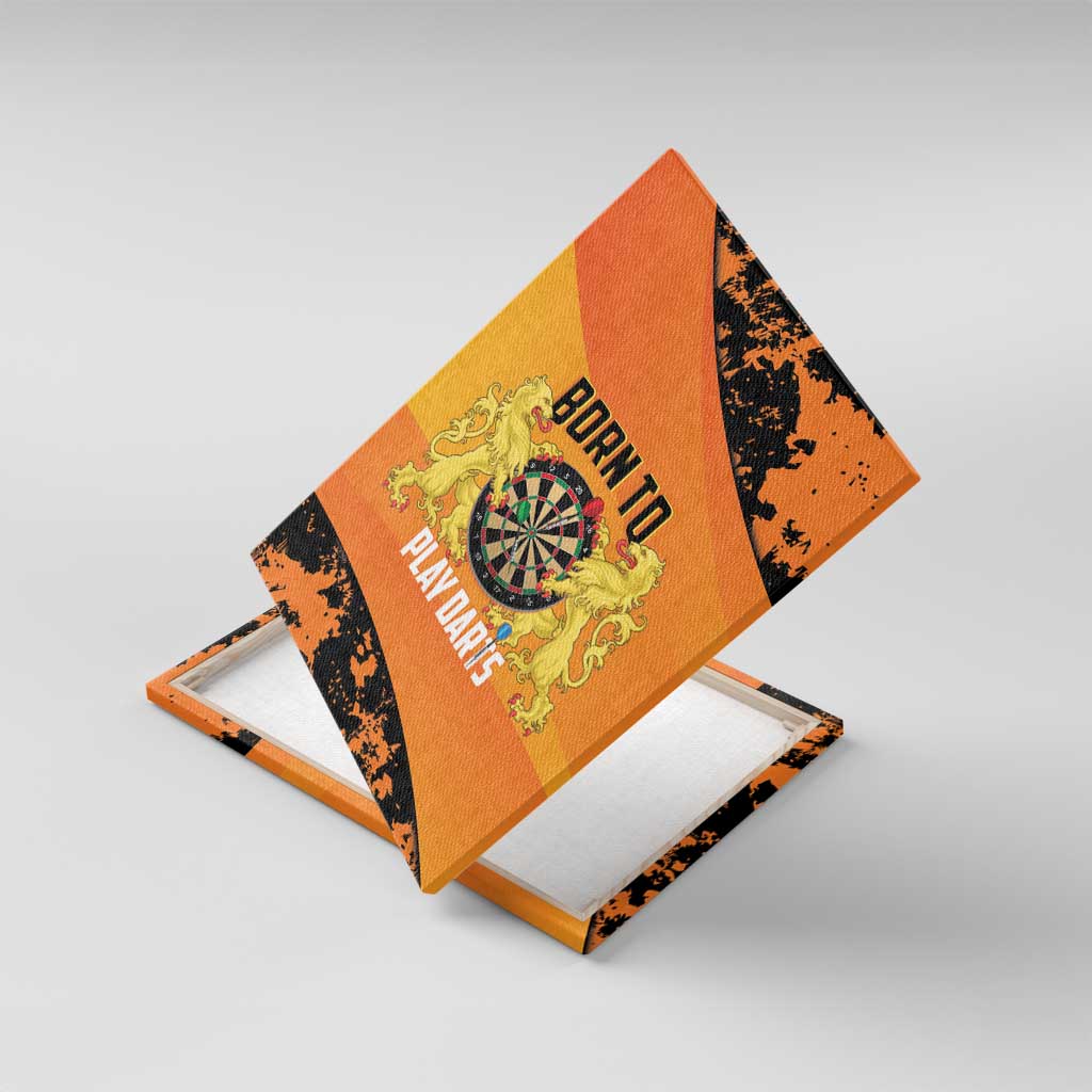 Netherlands Darts Canvas Wall Art Born To Play Darts Grunge Style - Wonder Print Shop